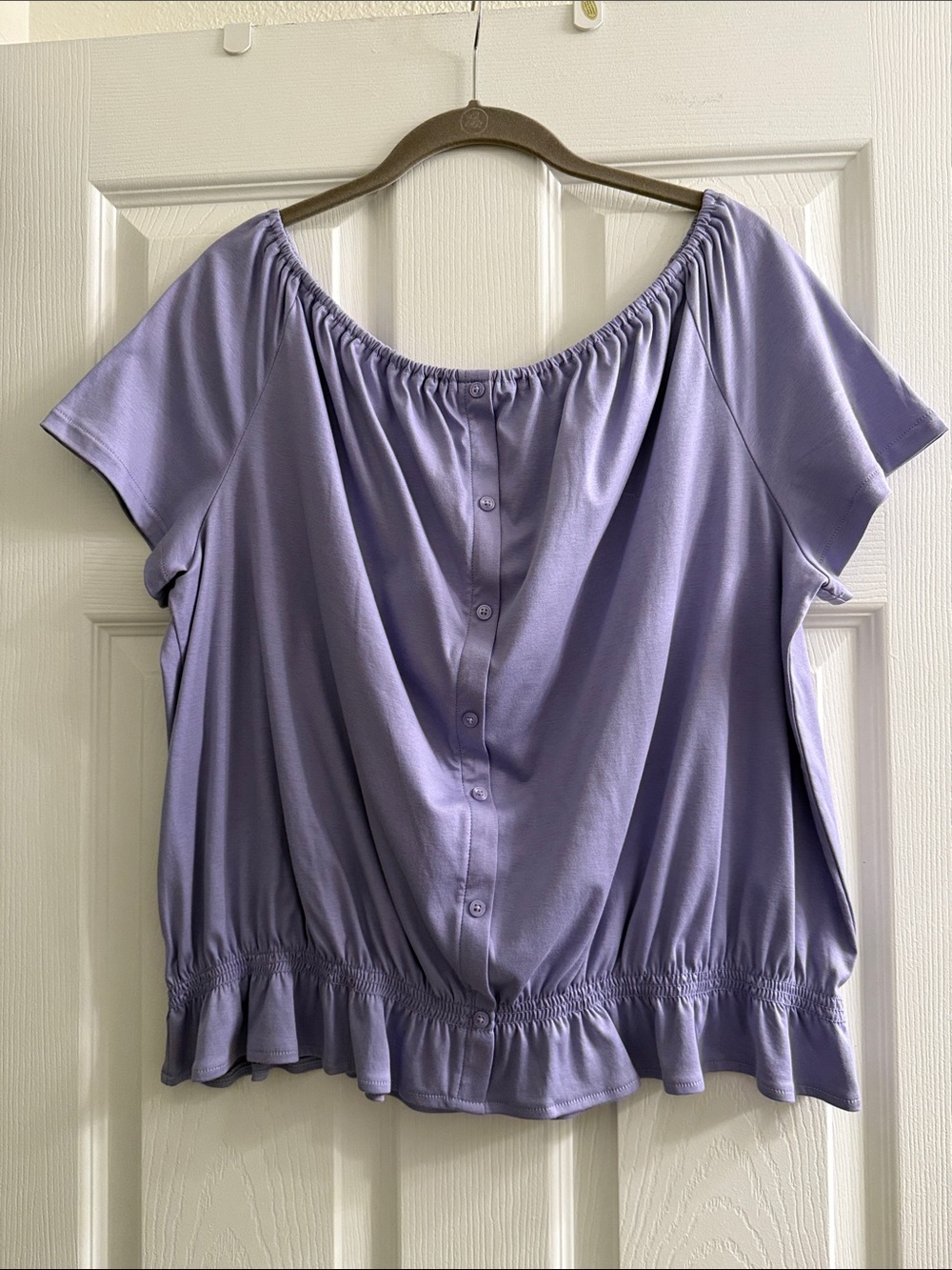 NWT Ann Taylor convertible off shoulder top smocked waist, lavender, women’s XXL